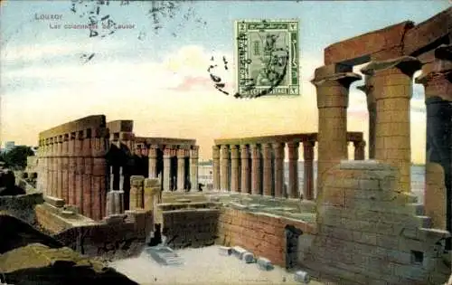 Ak Luxor Ägypten, Kolonnaden des großen Tempels
