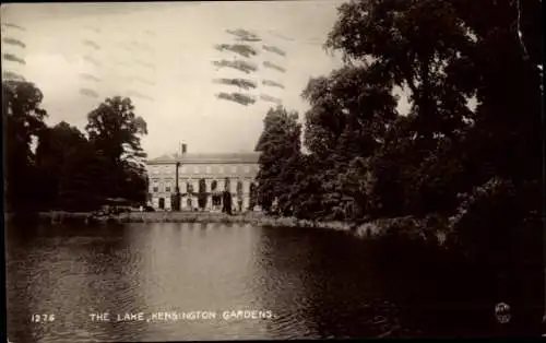 Ak London City England, Kensington Gardens, Seeblick