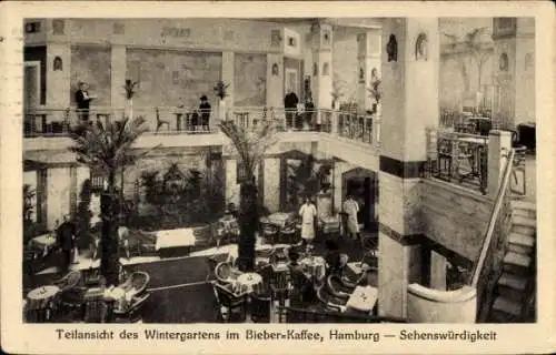 Ak Hamburg Mitte, Biebercafe, Inh. Hugo Fleischer, Wintergarten, Teilansicht