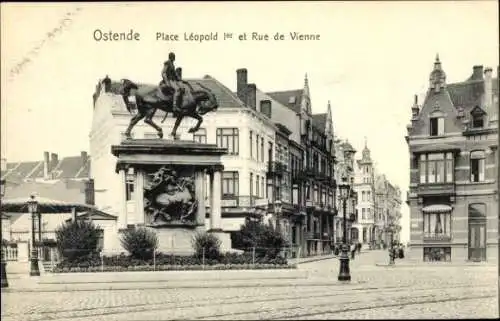 Ak Oostende Ostende Westflandern, Place Leopold I, Rue de Vienne