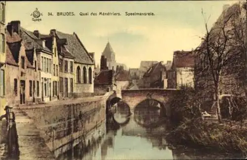 Ak Brügge Brügge Flandern Westflandern, Quai des Ménétriers, Speelmansreie