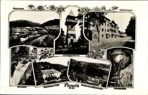 Ak Pernitz Niederösterreich, Türkenloch, Sanatorium Wienerwald, Roseggerwarte, Raimund-Villa