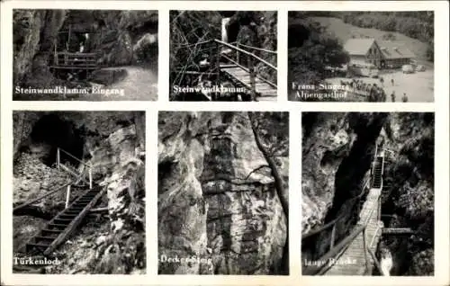 Ak Pernitz Niederösterreich, Steinwandklamm, Türkenloch, Decker-Steig, Lange Brücke, Gasthof Singer