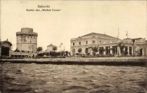 Ak Saloniki Thessaloniki Griechenland, Garten des weißen Turms