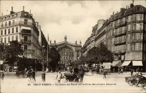 Ak Paris x, Gare du Nord, Boulevard Magenta