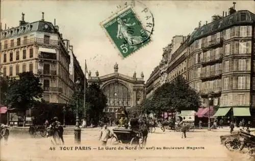 Ak Paris x, Gare du Nord, Boulevard Magenta