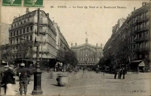 Ak Paris x, Gare du Nord, Boulevard Denain