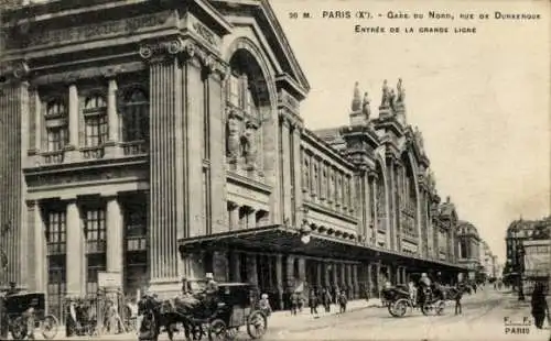 Ak Paris x, Gare du Nord, Rue de Dunkerque