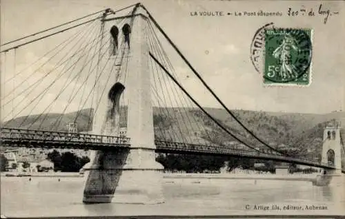 Ak La Voulte sur Rhone Ardeche, Le Pont suspendu