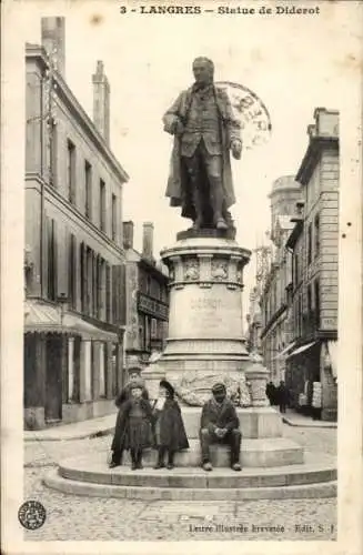 Ak Langres Haute Marne, Statue Diderot
