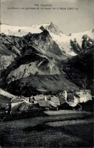 Ak La Grave Hautes Alpes, Vue generale, Massife de la Meije