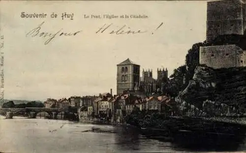 Ak Huy Wallonien Lüttich, Brücke, Zitadelle, Kirche