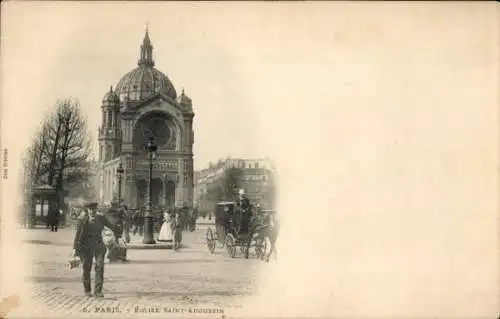 Ak Paris VIIIe Élysée, Saint Augustin Kirche, Kutsche