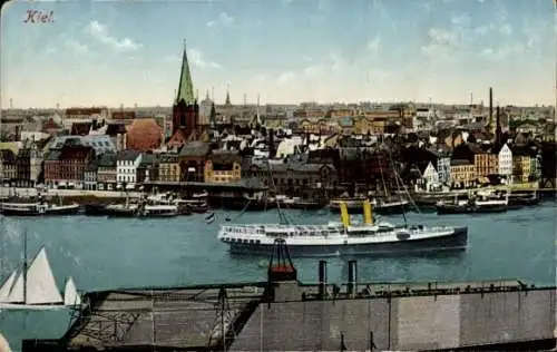 Ak Kiel, Teilansicht, Schiffe