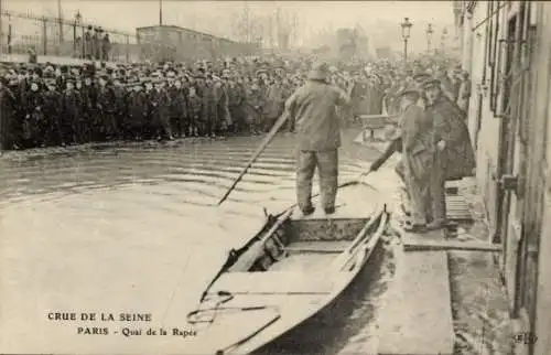 Ak Paris, Überschwemmung der Seine, Quai de la Rapee