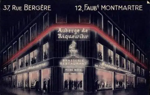 Ak Paris XVIII. Montmartre, Rue Bergere, Auberge de Riquewihr