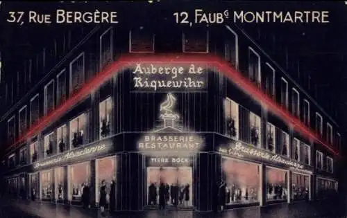 Ak Paris XVIII. Montmartre, Rue Bergere, Auberge de Riquewihr