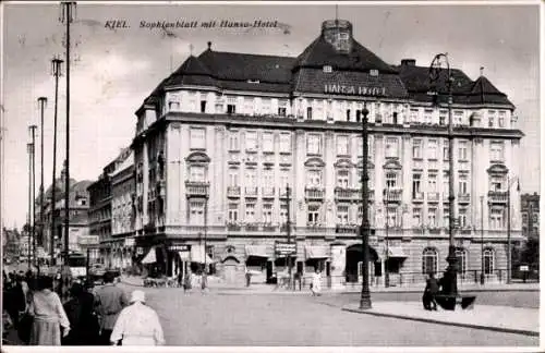 Ak Kiel, Sophienblatt, Hansa-Hotel, Straßenbahn