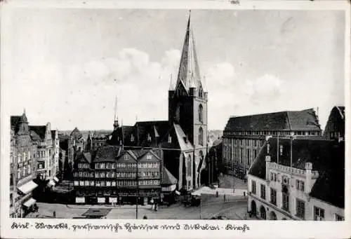 Ak Kiel Schleswig Holstein, Markt, persianische Häuser Rathaus, Nikolaikirche