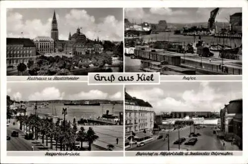Ak Kiel, Hafen, Rathaus, Stadttheater, Seegartenbrücke, Bahnhof, Seedienst Ostpreußen