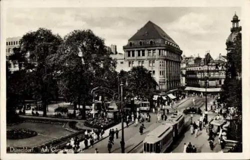 Ak Düsseldorf, Partie am Corneliusplatz, Straßenbahn