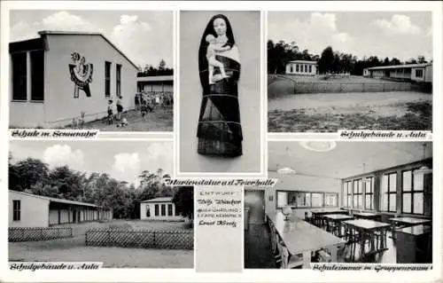 Ak Großenbaum Duisburg im Ruhrgebiet, Kinderheim Maria in der Drucht, Marienstatue, Schule, Aula
