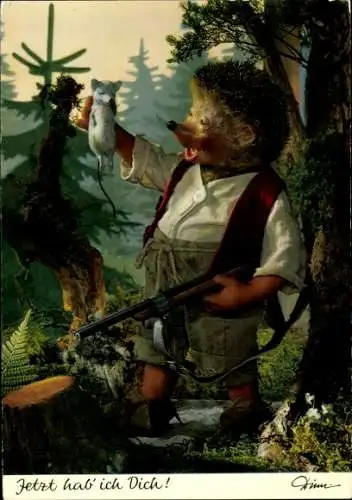 Ak Mecki der Igel, Jetzt hab ich dich, Mäusejagd, Gewehr