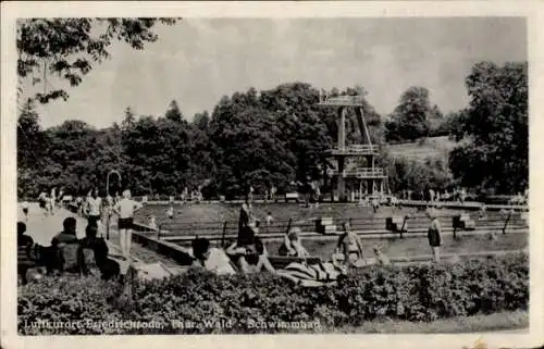 Ak Friedrichroda im Thüringer Wald, Schwimmbad, Sprungturm