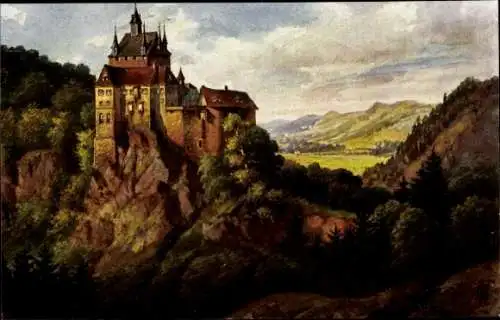 Künstler Ak Kriebstein Sachsen, Burg Kriebstein