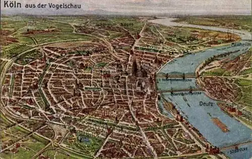 Ak Köln am Rhein, Vogelschau