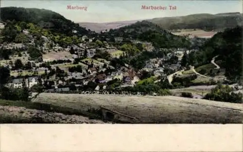 Ak Marburg an der Lahn, Marbacher Tal, Panorama