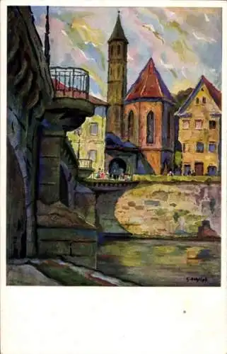 Ak Schwäbisch Hall in Württemberg, Henkersbrücke, St. Johann