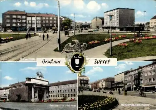 Ak Wesel am Niederrhein, Kaiserplatz, Berliner Tor, Post, Hohestraße am Viehtor