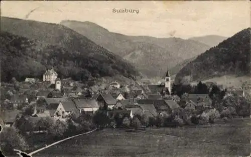 Ak Sulzburg im Markgräflerland Baden Schwarzwald, Gesamtansicht, Kirchturm