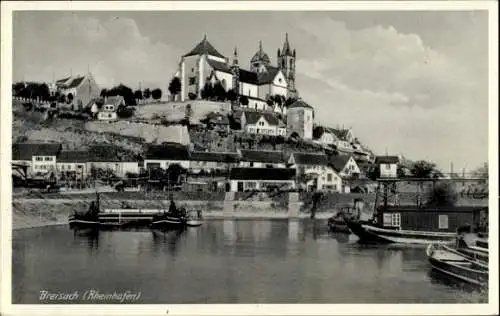 Ak Breisach am Oberrhein, Rheinhafen, Dom, Wohnhäuser