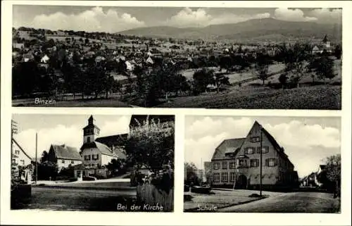 Ak Binzen in Baden Württemberg, Kirchpartie, Schule, Totalansicht