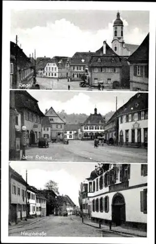 Ak Riegel am Kaiserstuhl Baden Württemberg, Beim Rathaus, Hauptstraße, Shell Zapfsäule