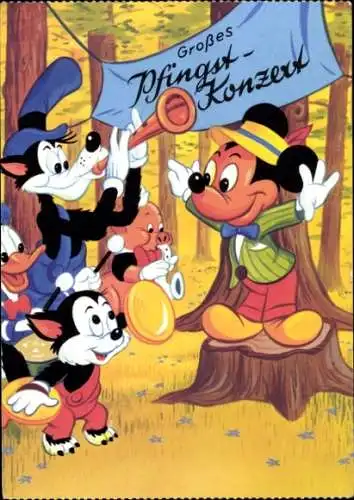 Ak Walt Disney, Großes Pfingst-Konzert, Micky Maus, Donald Duck