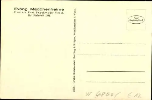 Ak Ummeln Bielefeld in Nordrhein Westfalen, Evangelisches Mädchenheim, Haus Taubenschlag, Flur