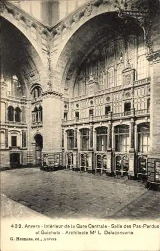 Ak Antwerpen Antwerpen Flandern, Innenraum des Hauptbahnhofs