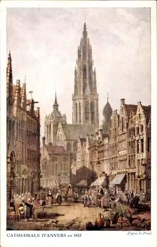 Künstler Ak Anvers Antwerpen Flandern, Kathedrale, Markt