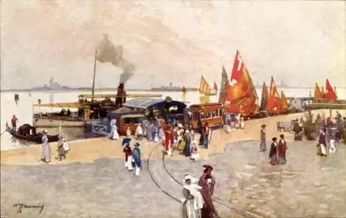 Künstler Ak Lido di Venezia Veneto, Piazzale S. Maria Elisabetta