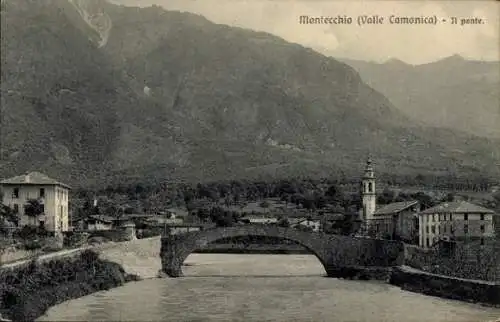 Ak Montecchio Maggiore Veneto, Teilansicht, Brücke, Valle Camonica