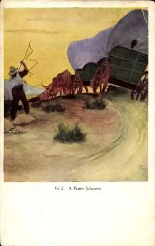 Künstler Ak A Prairie Schooner