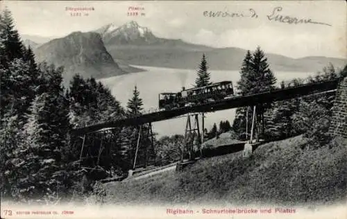 Ak Vitznau Kanton Luzern, Rigibahn, Schnurtobelbrücke