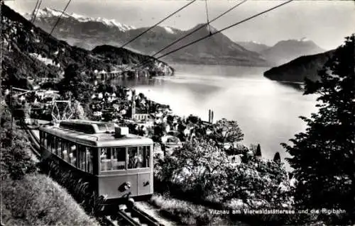 Ak Vitznau Kanton Luzern, Rigibahn, Vierwaldstättersee