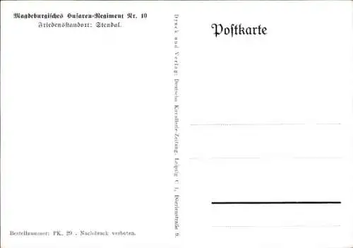 Künstler Ak Merté, Oskar, Magdeburgisches Husaren-Regiment Nr. 10