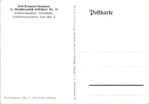 Künstler Ak Döbrich-Steglitz, Leib-Dragoner-Regiment Nr. 24