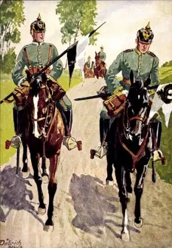 Künstler Ak Döbrich-Steglitz, Jäger-Regiment zu Pferde Nr. 8