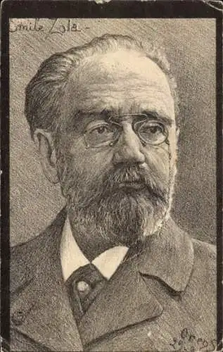 Künstler Ak Orens, Emile Zola, Portrait, Dreyfus Affäre